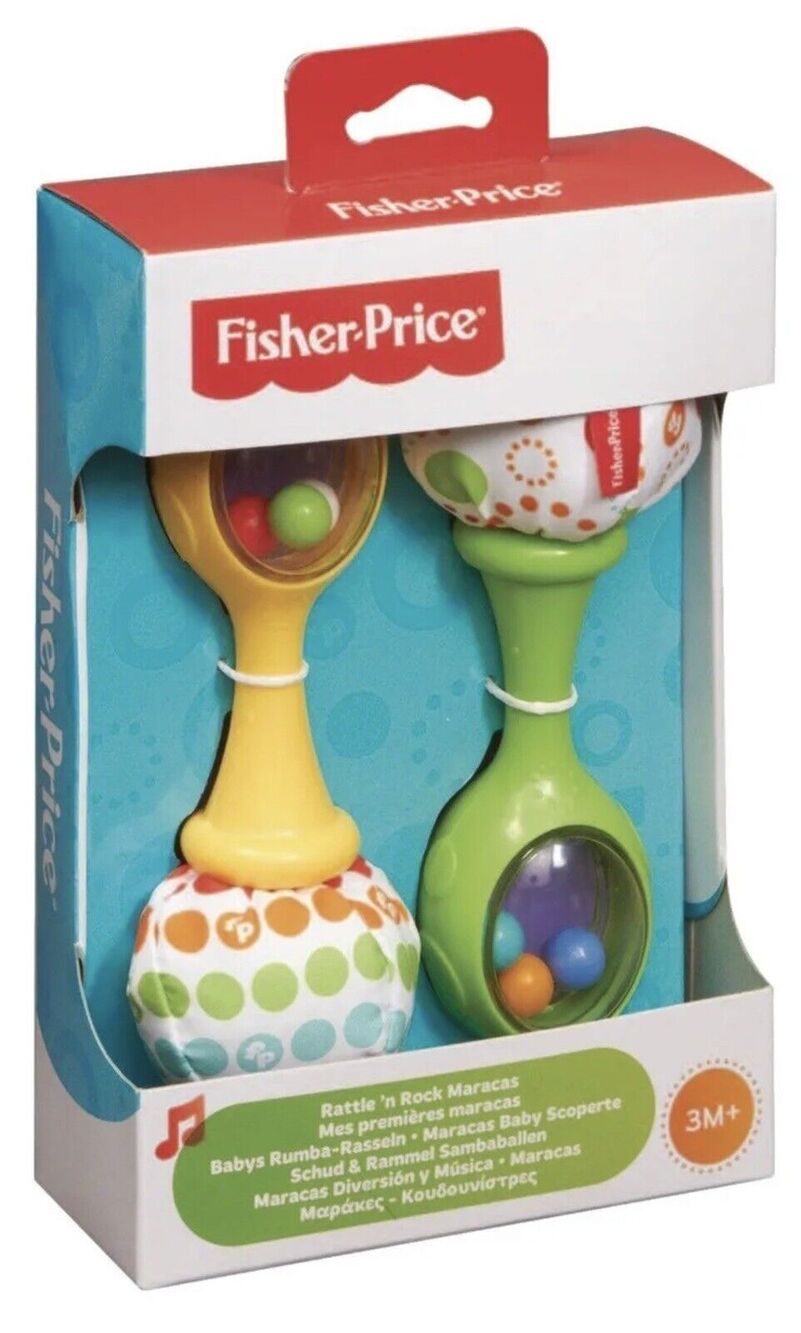 Fisher Price Rattle N Rock Maracas Infant Baby Toy Set of 2 Rattles